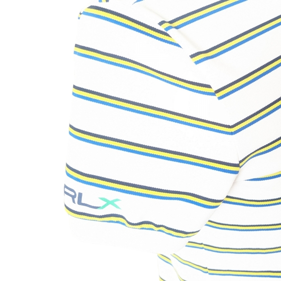 RLX Ralph Lauren Polo Shirt Medium White Blue Black Yellow Golf Sports Men's - Picture 3 of 6